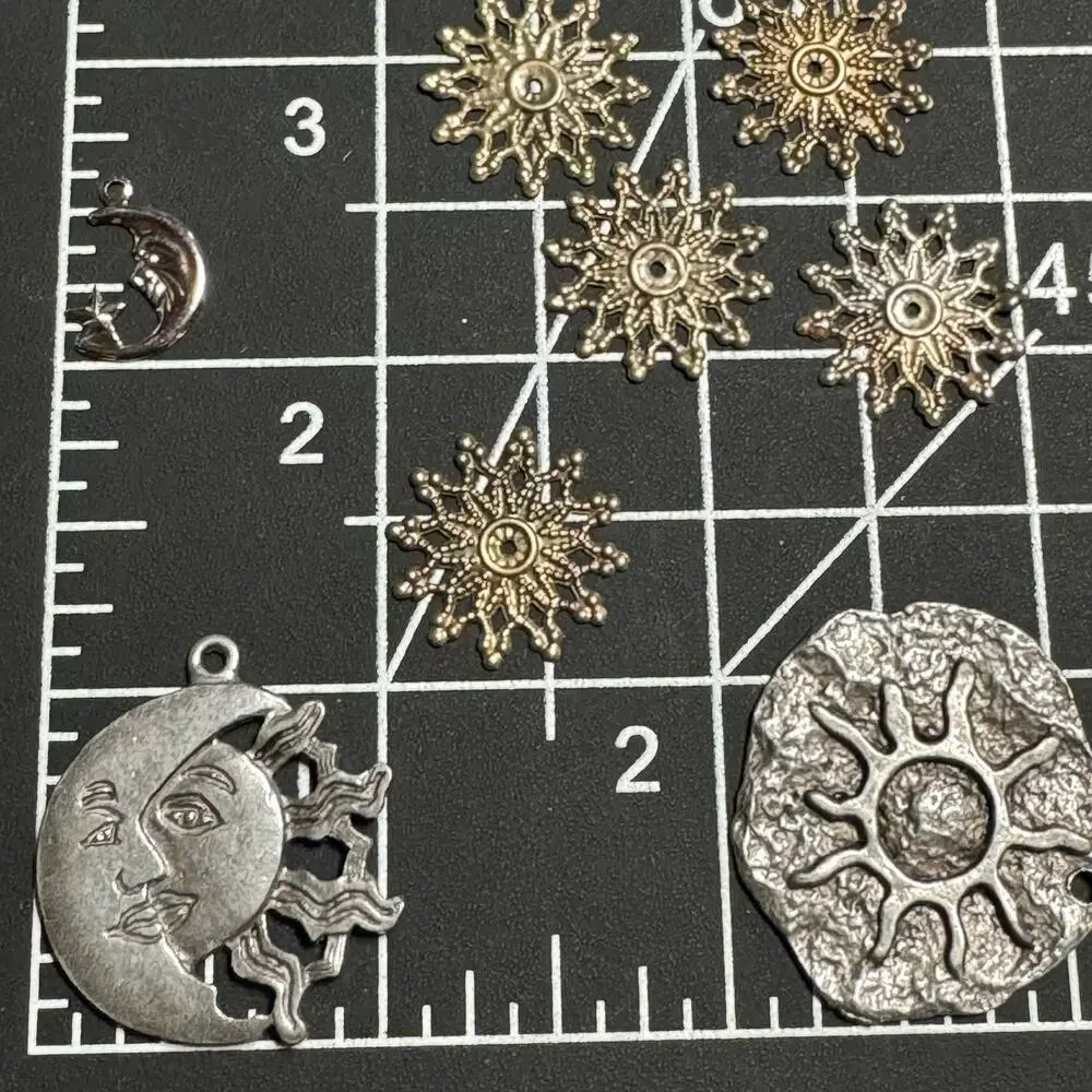 Celestial Sun, Moon & Star Metal Charms Assorted Jewelry Making Craft Lot